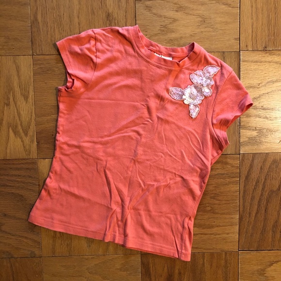 Orange flower appliqué shirt - Picture 1 of 4